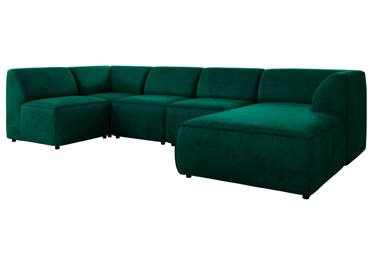 Narożnik MODARO U 5M - strona prawa - ciemnozielony, welwet