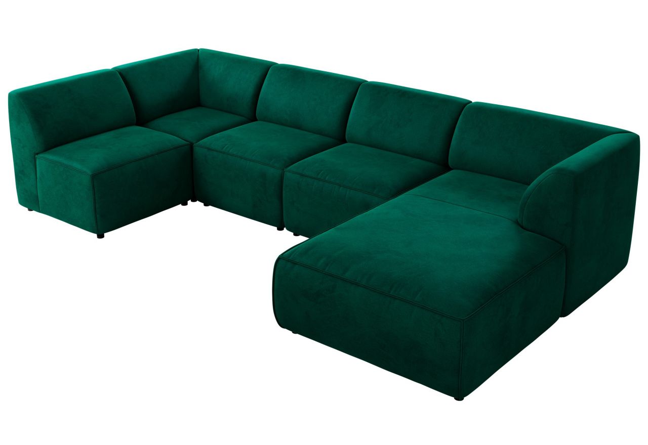Narożnik MODARO U 5M - strona prawa - ciemnozielony, welwet