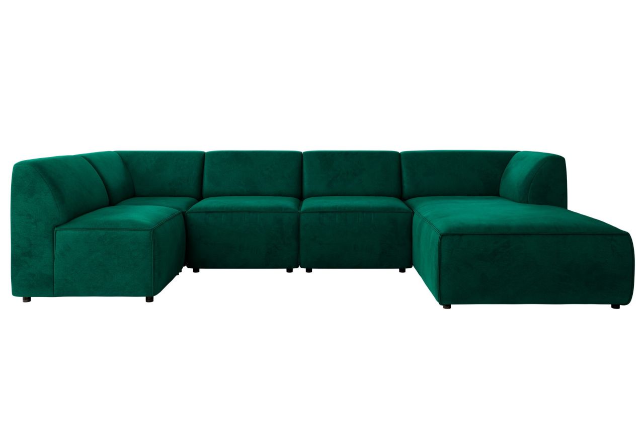 Narożnik MODARO U 5M - strona prawa - ciemnozielony, welwet