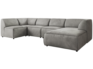 Narożnik MODARO U 5M - strona prawa - jasnoszary, welwet