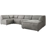 Narożnik MODARO U 5M - strona prawa - jasnoszary, welwet