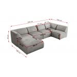 Narożnik MODARO U 5M - strona prawa - jasnoszary, welwet