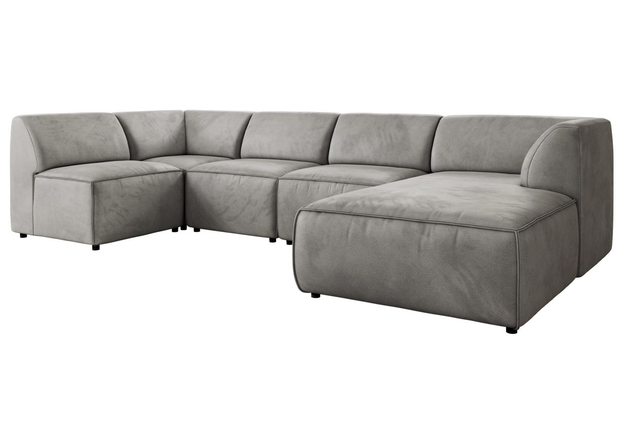 Narożnik MODARO U 5M - strona prawa - jasnoszary, welwet