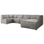 Narożnik MODARO U 5M - strona prawa - jasnoszary, welwet