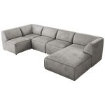 Narożnik MODARO U 5M - strona prawa - jasnoszary, welwet