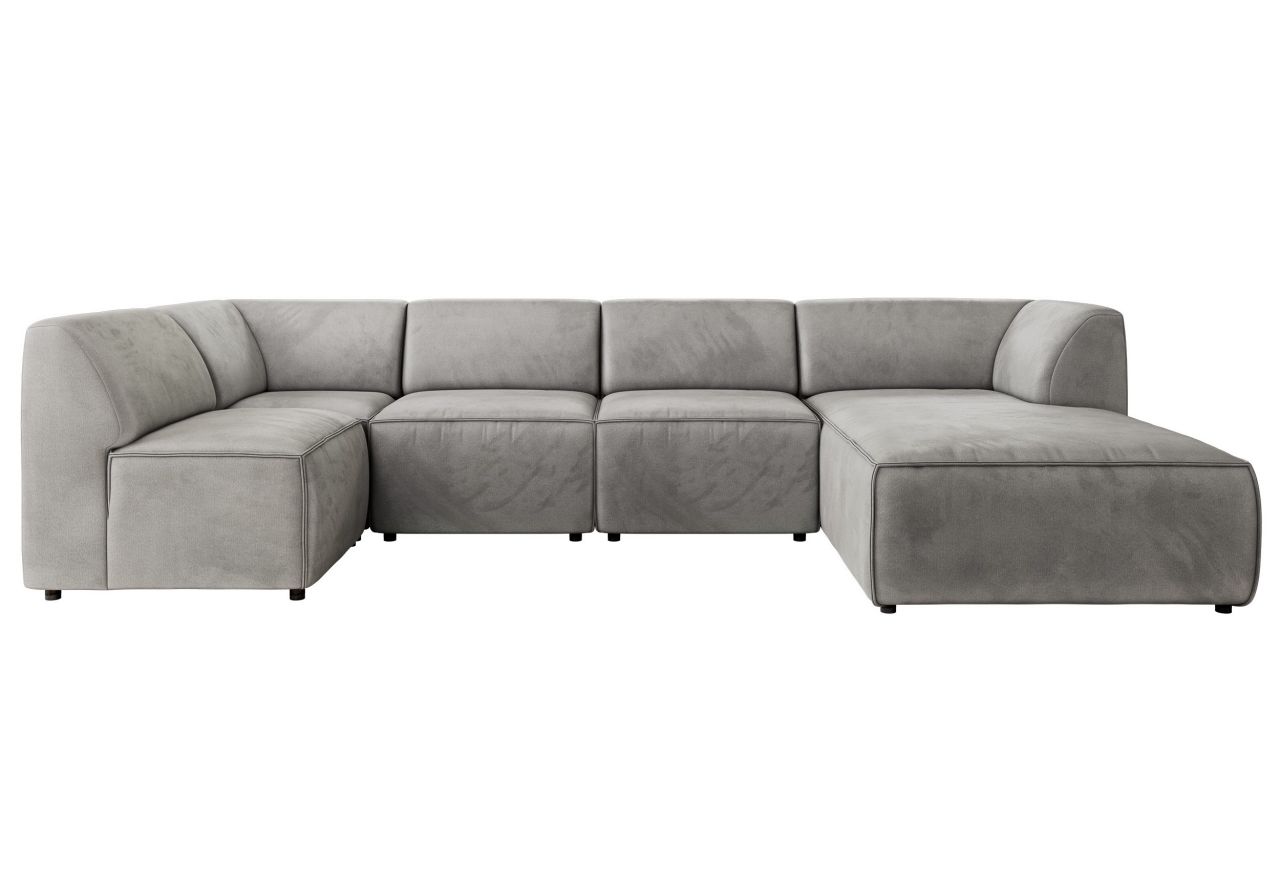 Narożnik MODARO U 5M - strona prawa - jasnoszary, welwet