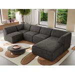 Narożnik MODARO U 5M - strona prawa - ciemnoszary, welwet