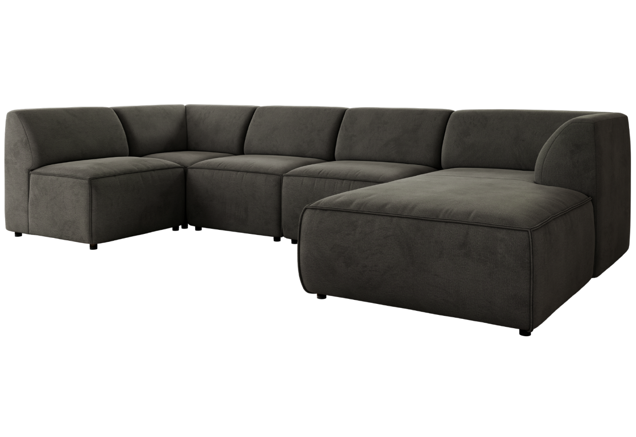 Narożnik MODARO U 5M - strona prawa - ciemnoszary, welwet