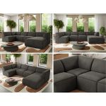 Narożnik MODARO U 5M - strona prawa - ciemnoszary, welwet