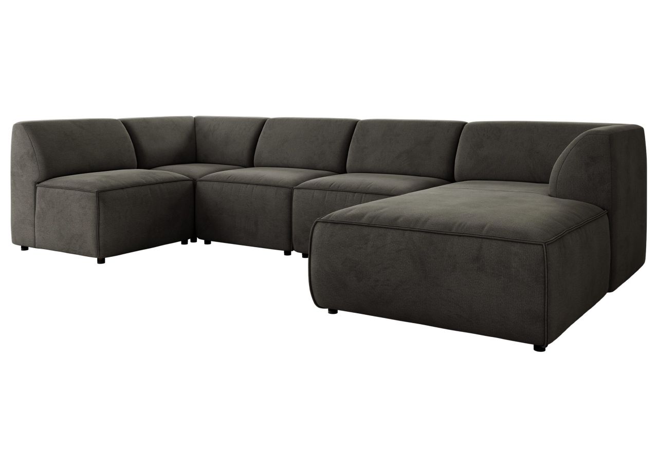 Narożnik MODARO U 5M - strona prawa - ciemnoszary, welwet