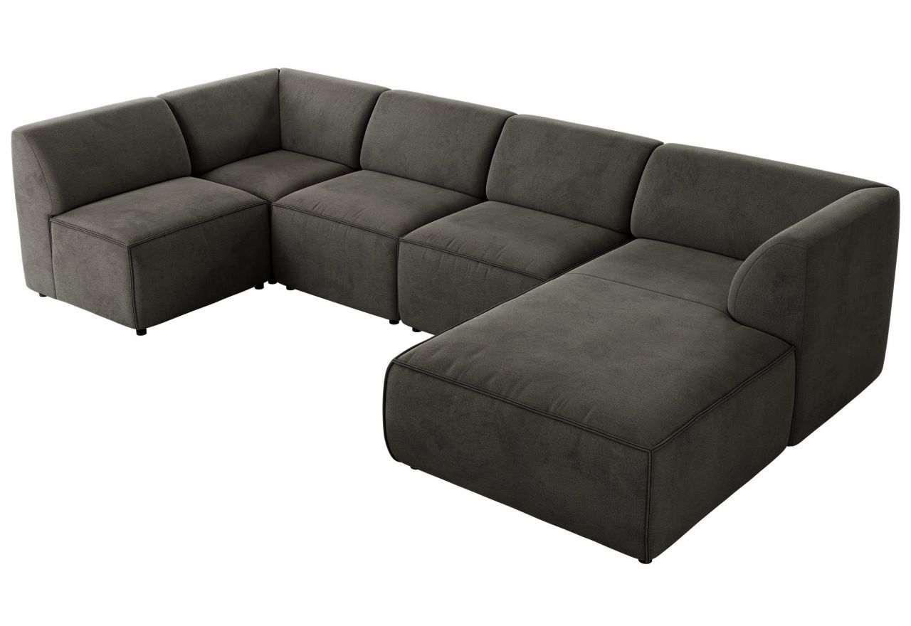 Narożnik MODARO U 5M - strona prawa - ciemnoszary, welwet