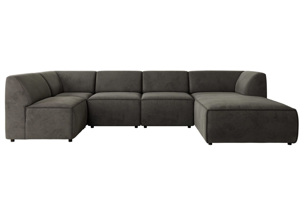 Narożnik MODARO U 5M - strona prawa - ciemnoszary, welwet