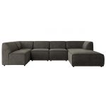 Narożnik MODARO U 5M - strona prawa - ciemnoszary, welwet