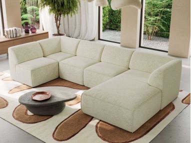 Narożnik MODARO U 5M - strona prawa - kremowy, struktura