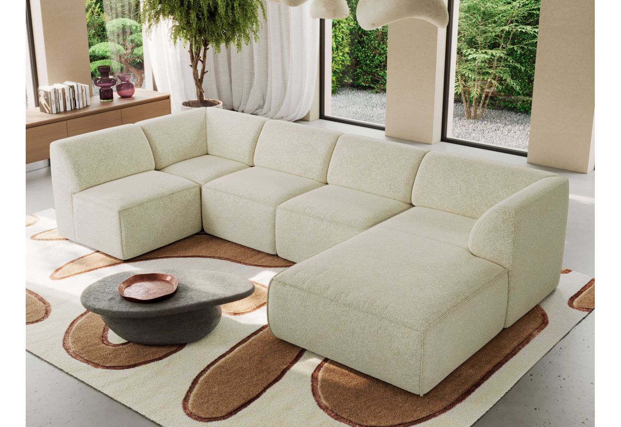 Narożnik MODARO U 5M - strona prawa - kremowy, struktura