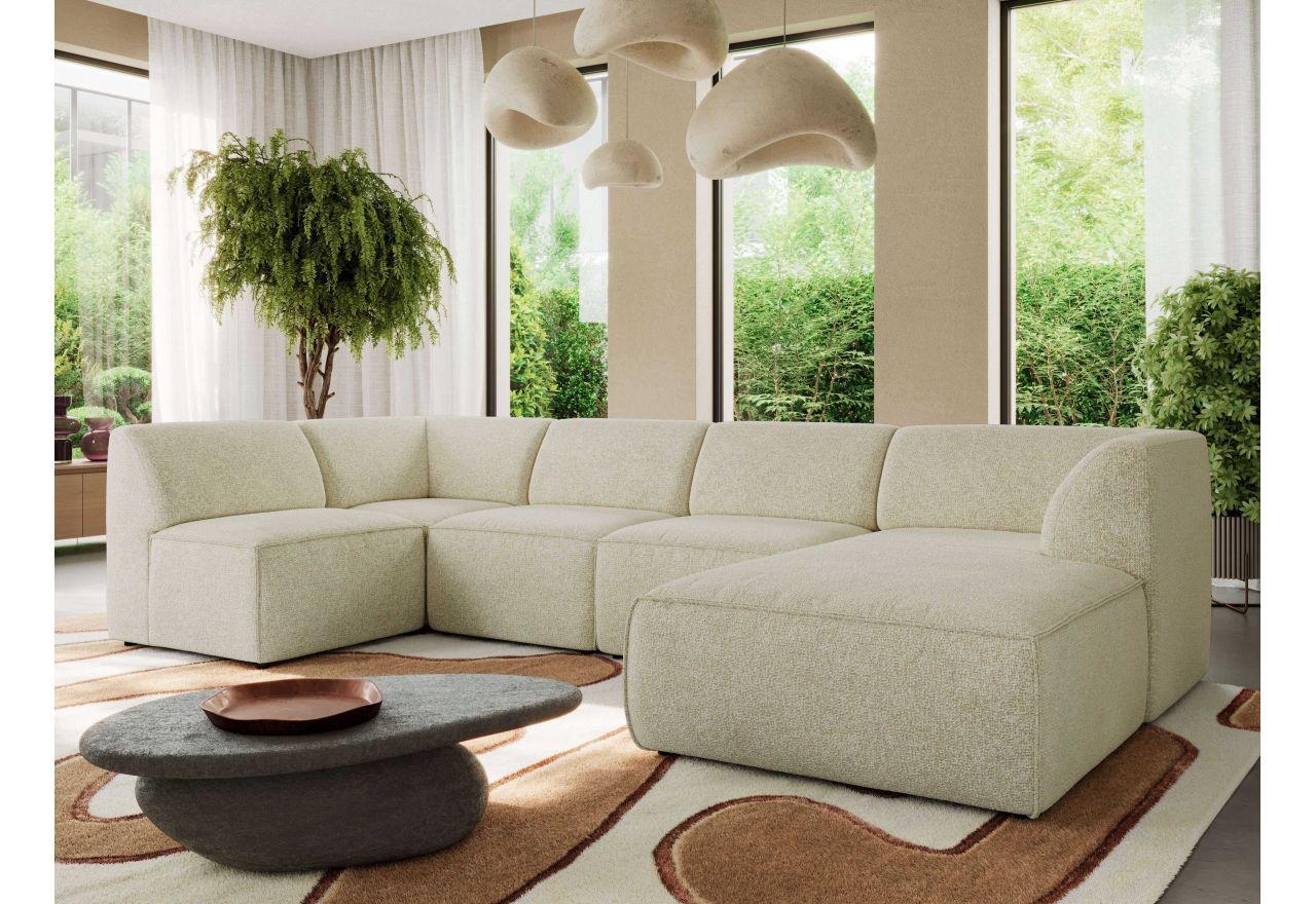 Narożnik MODARO U 5M - strona prawa - kremowy, struktura