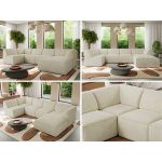 Narożnik MODARO U 5M - strona prawa - kremowy, struktura