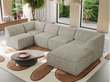 Narożnik MODARO U 5M - strona prawa - beżowy, struktura