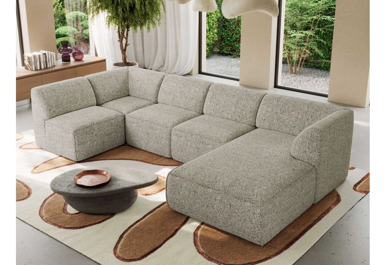 Narożnik MODARO U 5M - strona prawa - beżowy, struktura