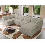 Narożnik MODARO U 5M - strona prawa - beżowy, struktura