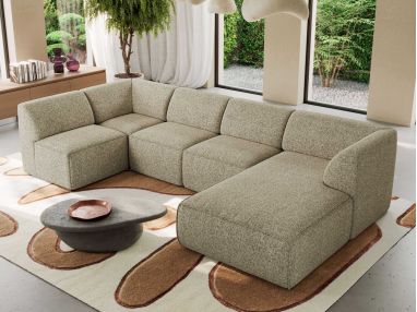 Narożnik MODARO U 5M - strona prawa - ciemnobeżowy, struktura