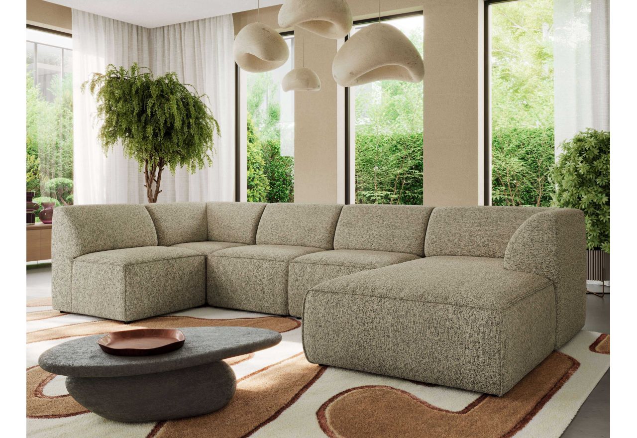 Narożnik MODARO U 5M - strona prawa - ciemnobeżowy, struktura