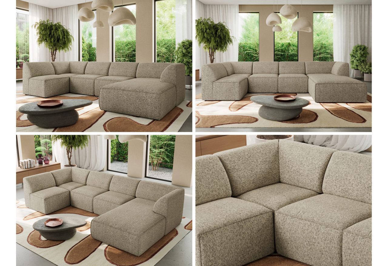 Narożnik MODARO U 5M - strona prawa - ciemnobeżowy, struktura