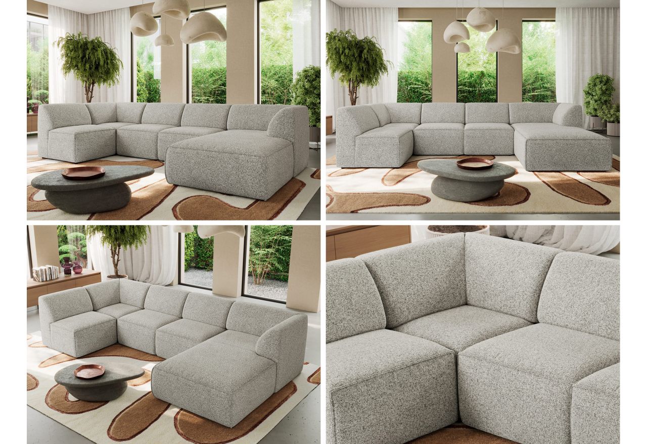 Narożnik MODARO U 5M - strona prawa - jasnoszary, struktura