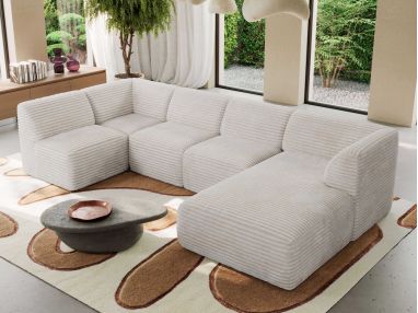 Narożnik MODARO U 5M - strona prawa - beżowy, sztruks