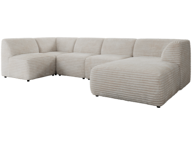 Narożnik MODARO U 5M - strona prawa - beżowy, sztruks