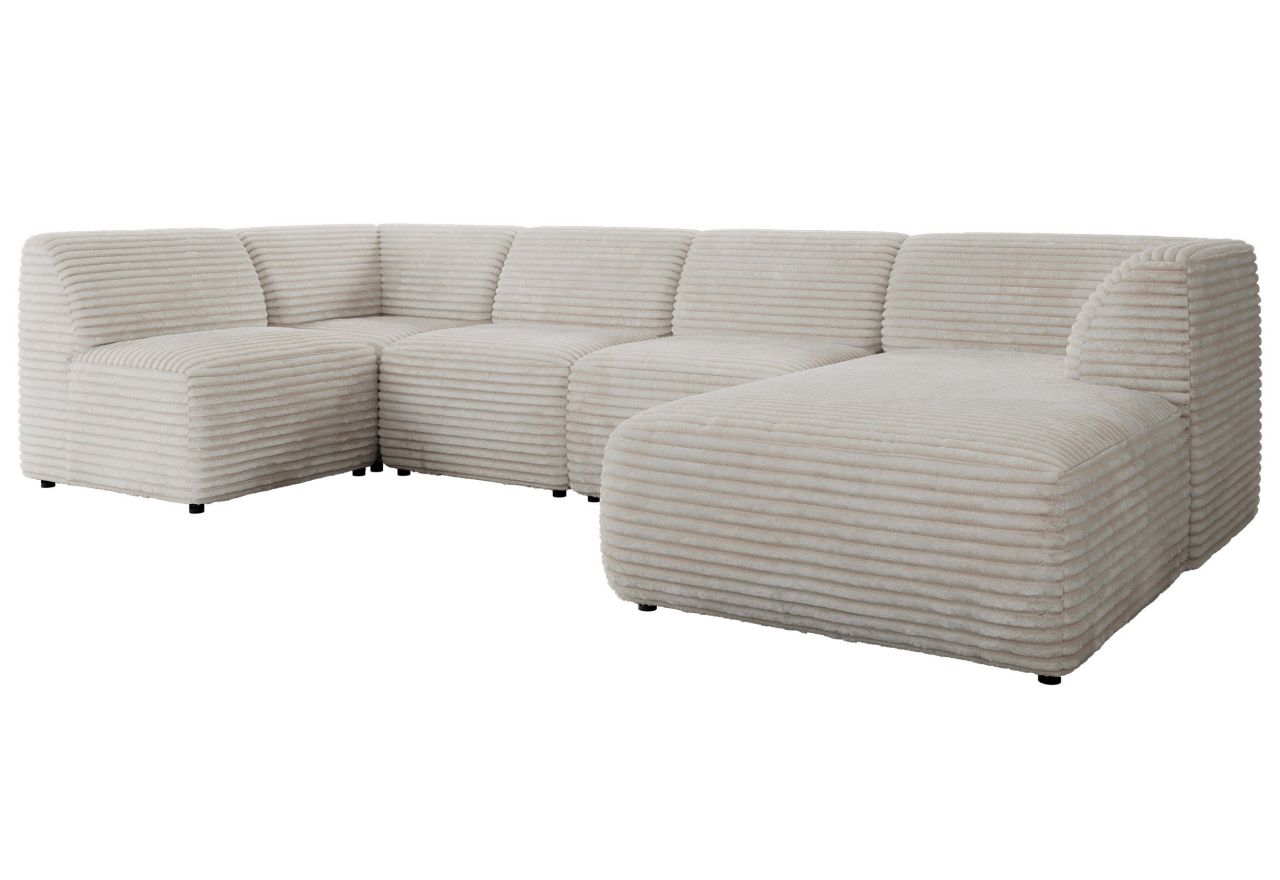 Narożnik MODARO U 5M - strona prawa - beżowy, sztruks