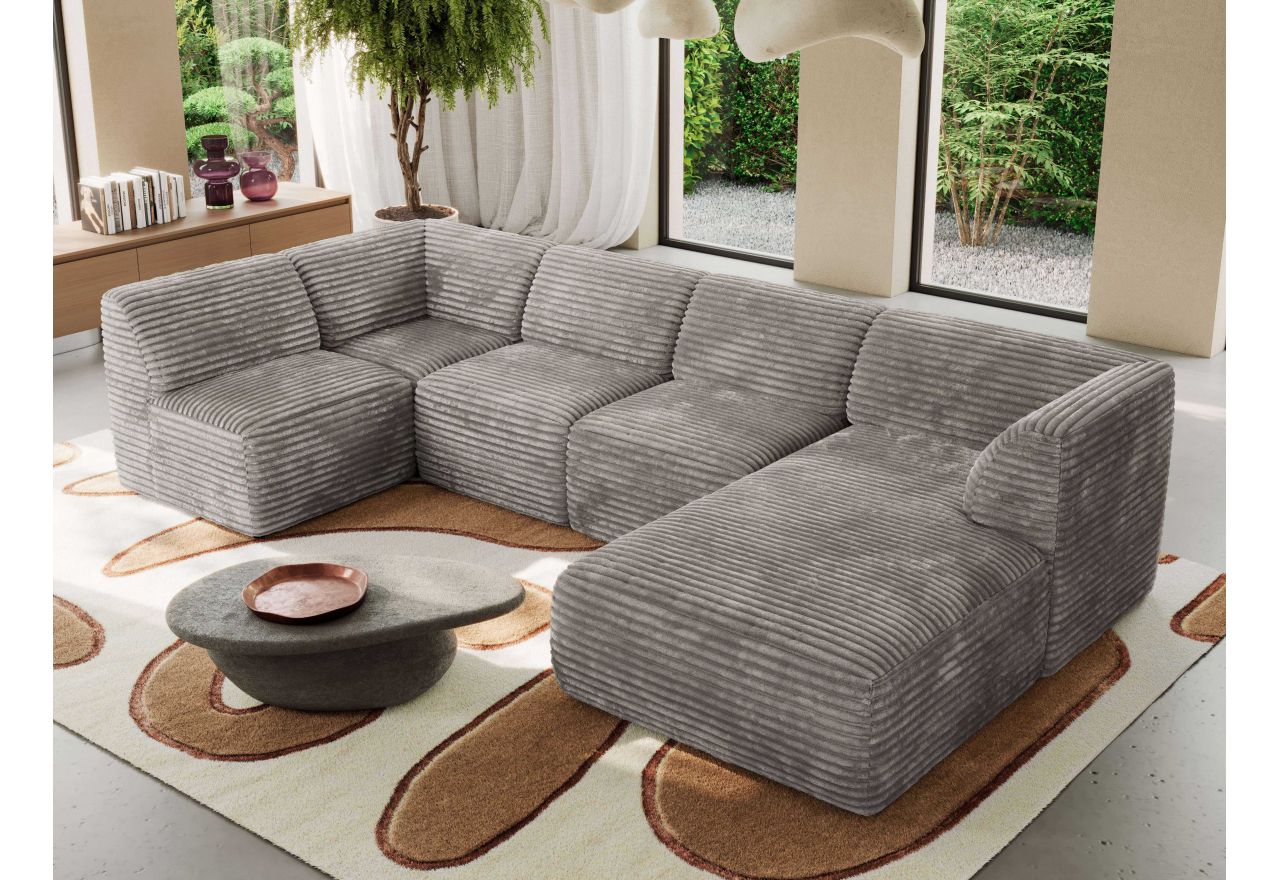 Narożnik MODARO U 5M - strona prawa - jasnobrązowy, sztruks