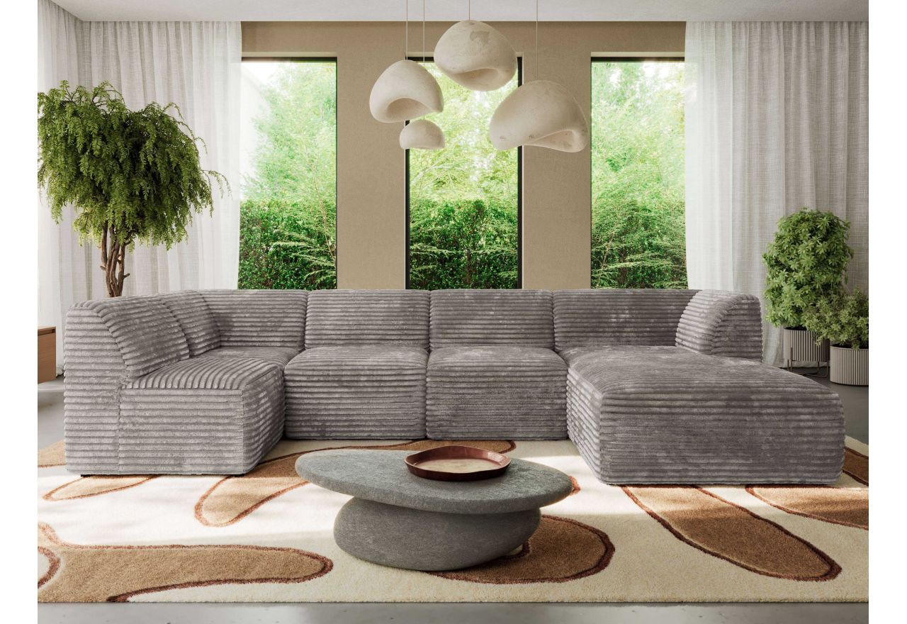 Narożnik MODARO U 5M - strona prawa - jasnobrązowy, sztruks