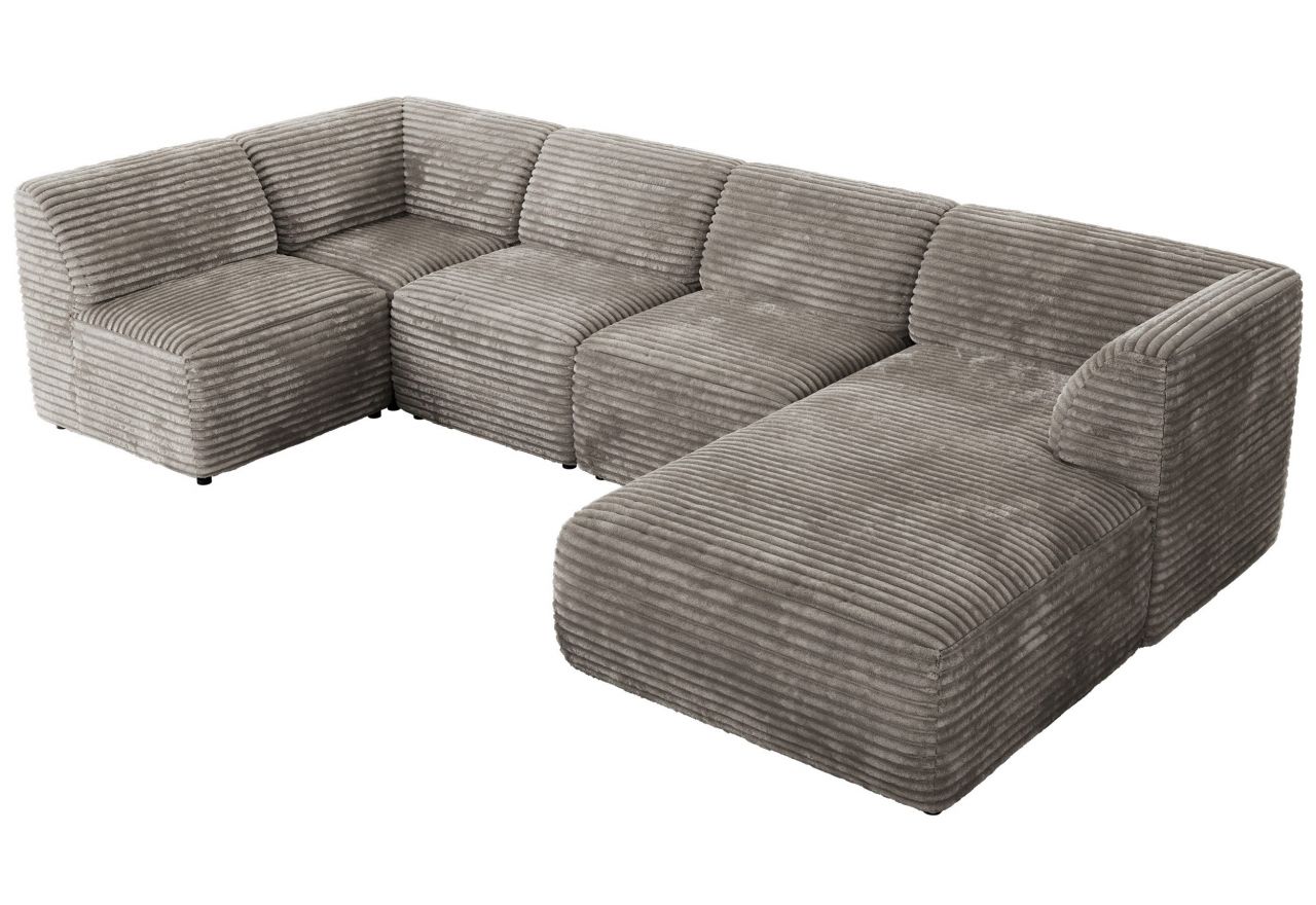 Narożnik MODARO U 5M - strona prawa - jasnobrązowy, sztruks