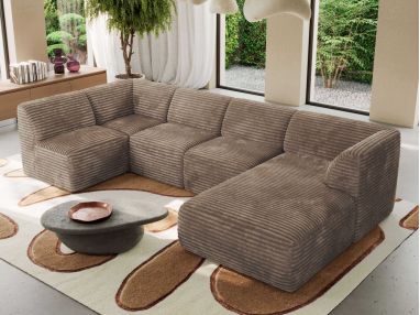 Narożnik MODARO U 5M - strona prawa - brązowy, sztruks