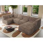 Narożnik MODARO U 5M - strona prawa - brązowy, sztruks