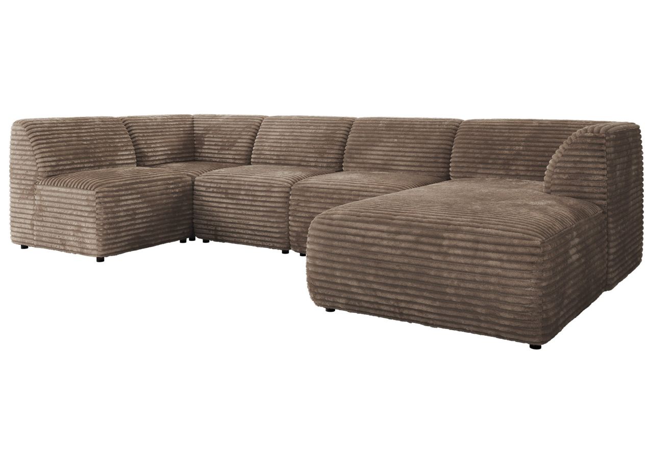 Narożnik MODARO U 5M - strona prawa - brązowy, sztruks