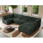 Narożnik MODARO U 5M - strona prawa - ciemnozielony, sztruks