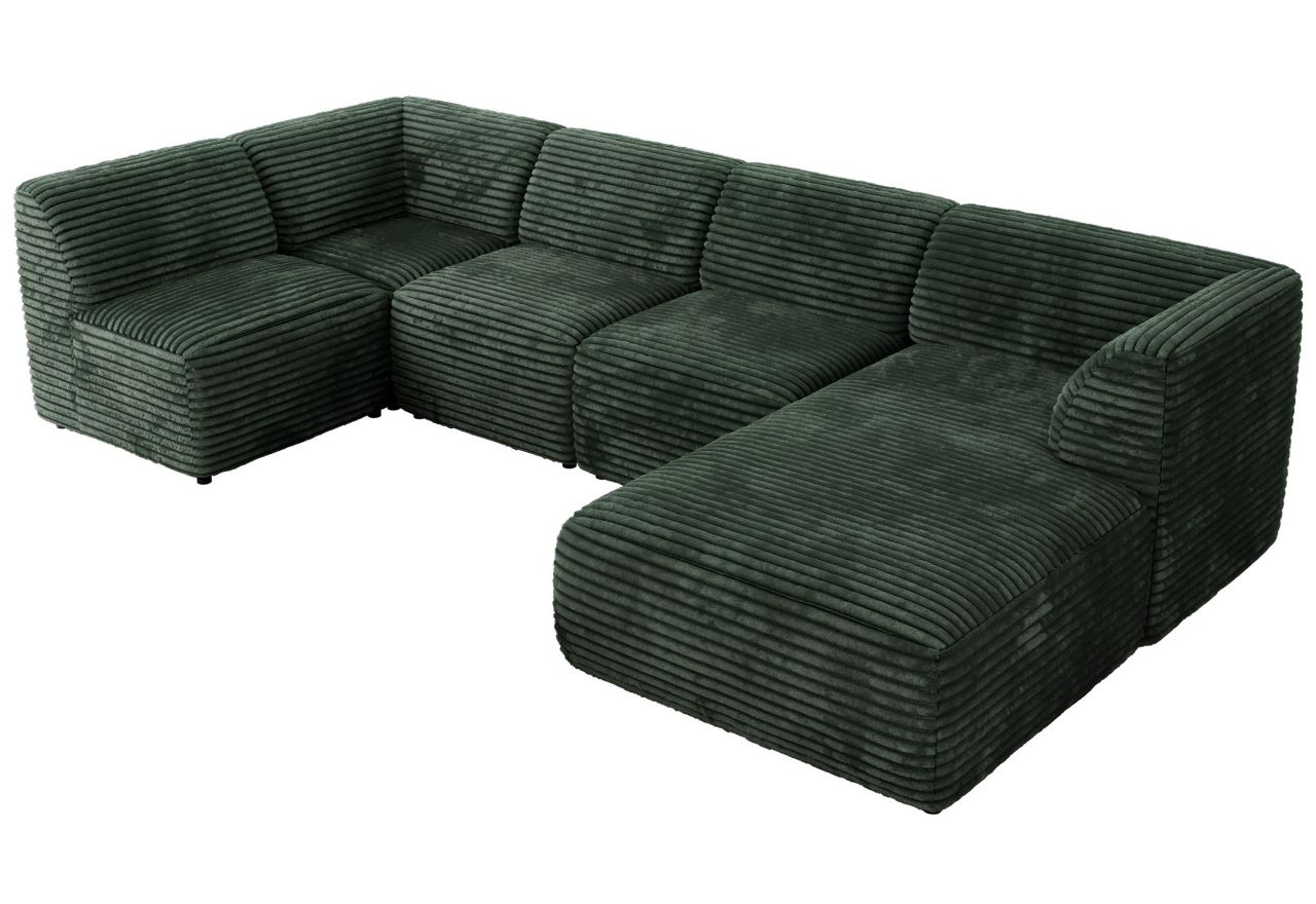 Narożnik MODARO U 5M - strona prawa - ciemnozielony, sztruks