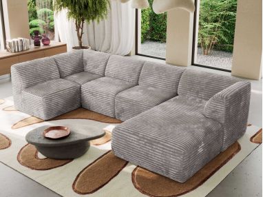 Narożnik MODARO U 5M - strona prawa - jasnoszary, sztruks