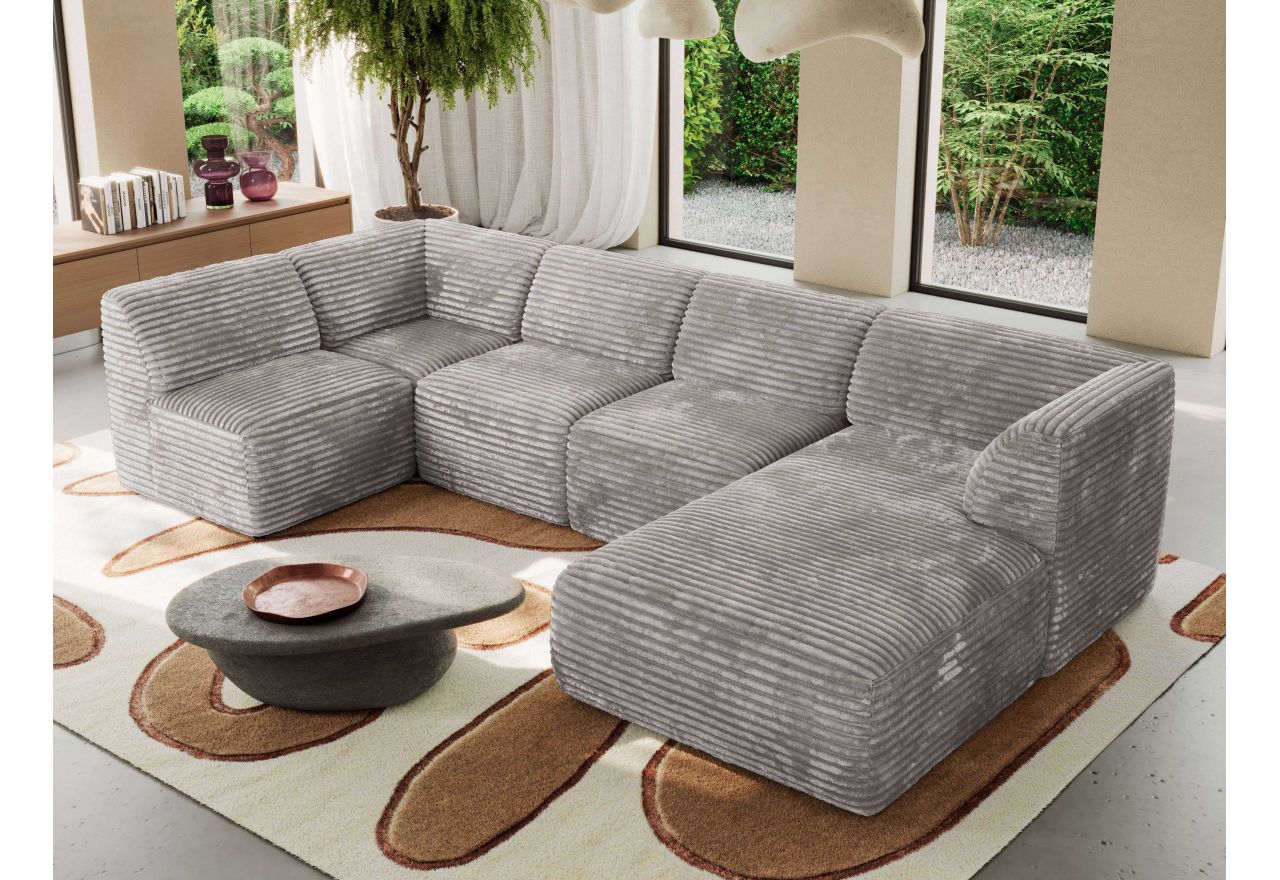 Narożnik MODARO U 5M - strona prawa - jasnoszary, sztruks