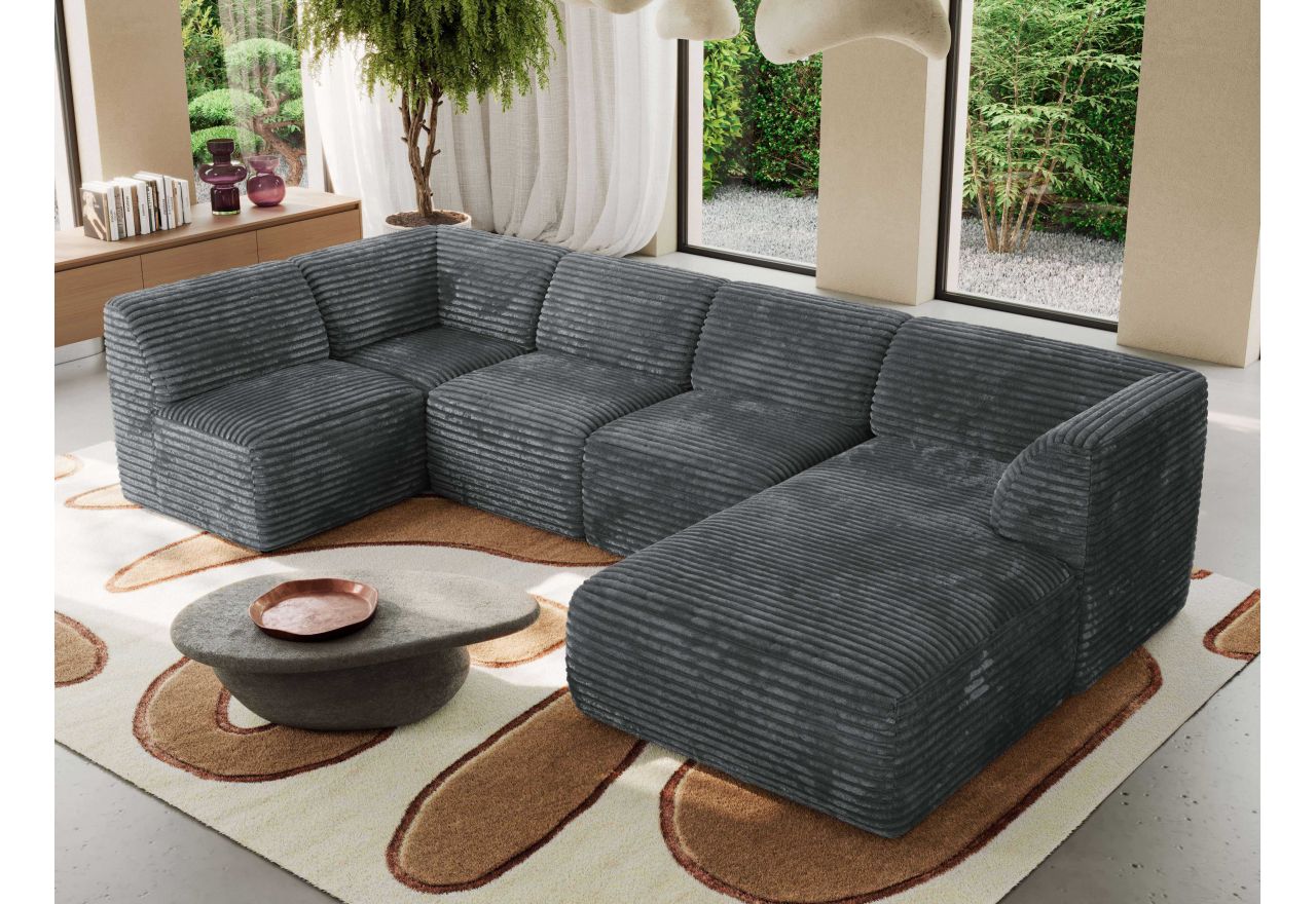 Narożnik MODARO U 5M - strona prawa - szary, sztruks