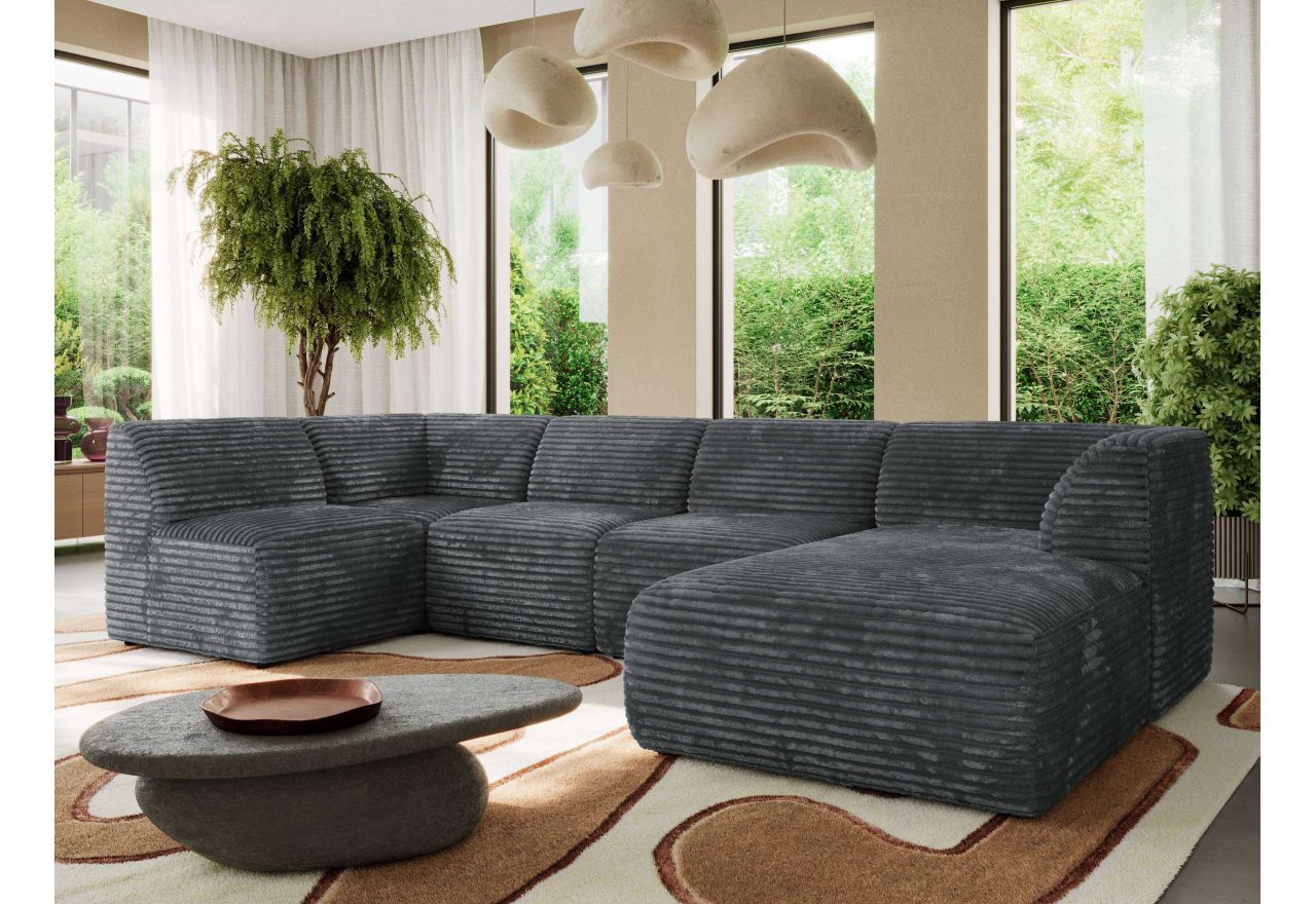 Narożnik MODARO U 5M - strona prawa - szary, sztruks