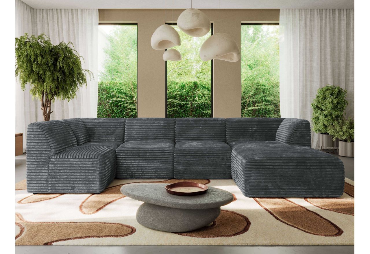 Narożnik MODARO U 5M - strona prawa - szary, sztruks