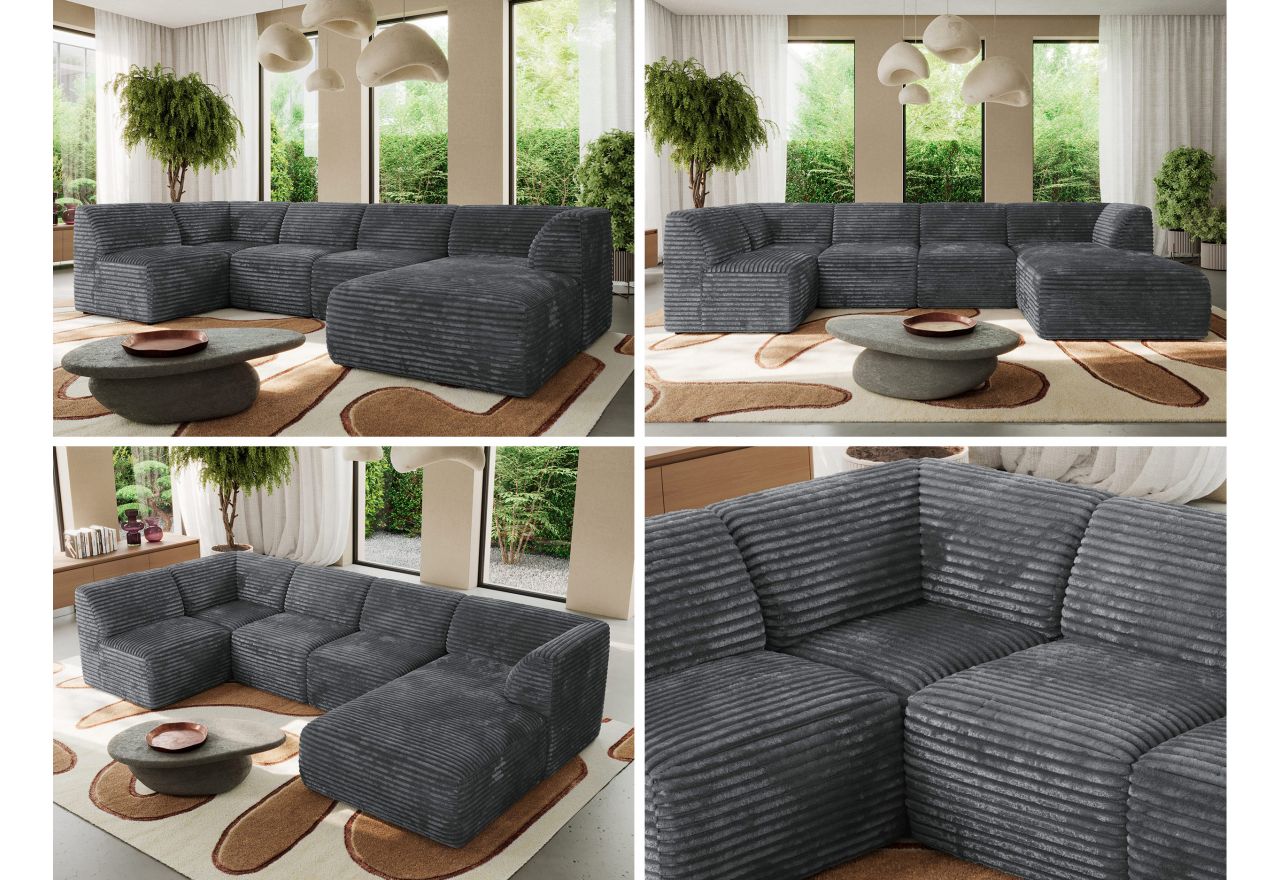 Narożnik MODARO U 5M - strona prawa - szary, sztruks