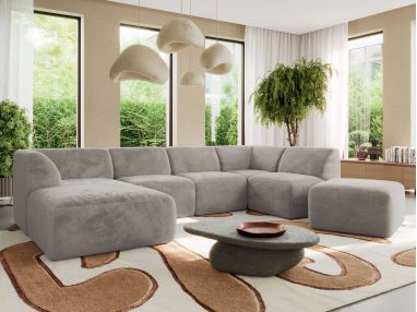 Narożnik MODARO U 6M - strona lewa - jasnoszary, plusz