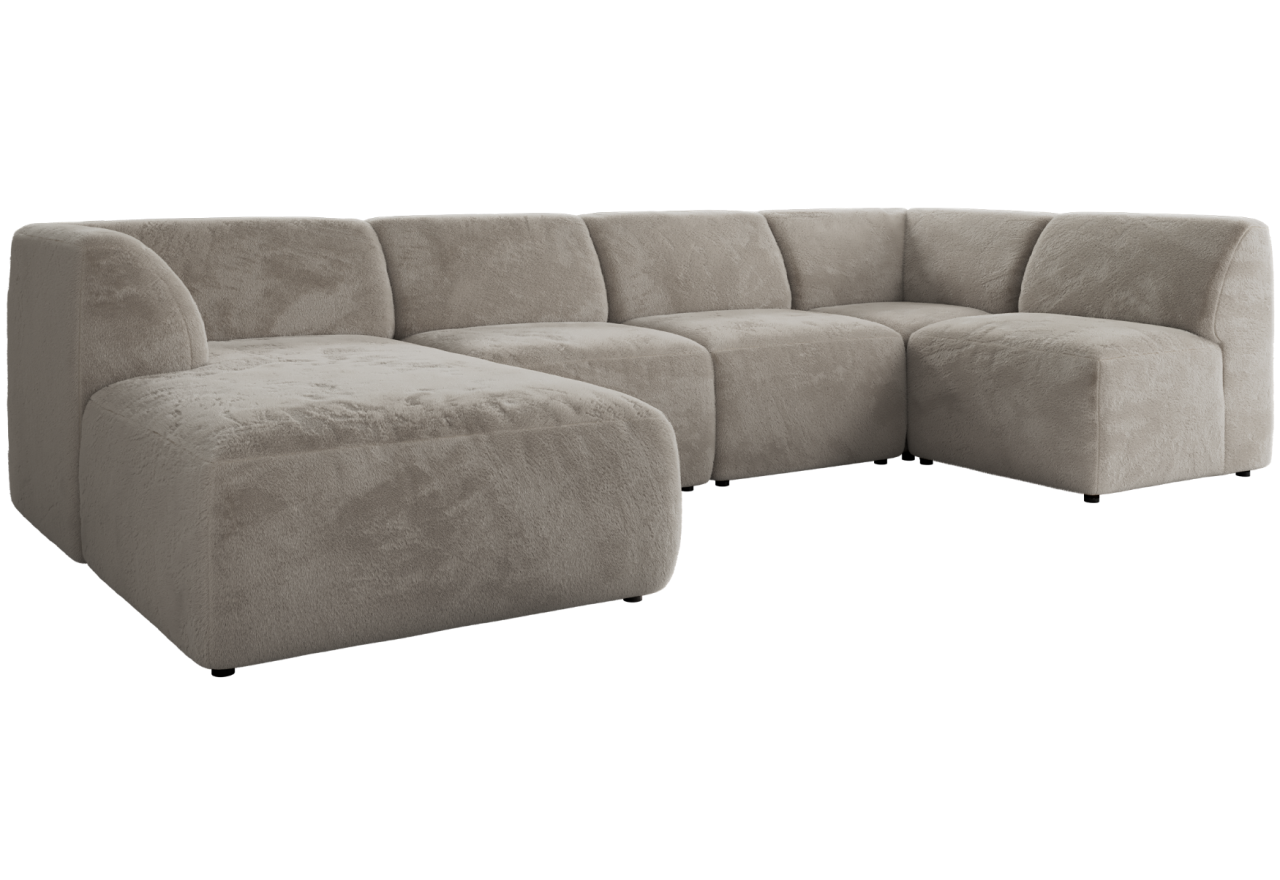 Narożnik MODARO U 6M - strona lewa - jasnoszary, plusz