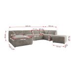 Narożnik MODARO U 6M - strona lewa - jasnoszary, plusz