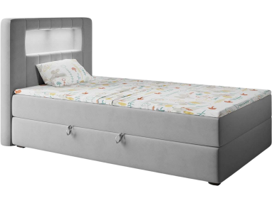 Designerskie łóżko pojedyncze z oświetleniem na wezgłowiu, do pokoju dziecka - JUNIOR GOLD 1 Magic Velvet 2240