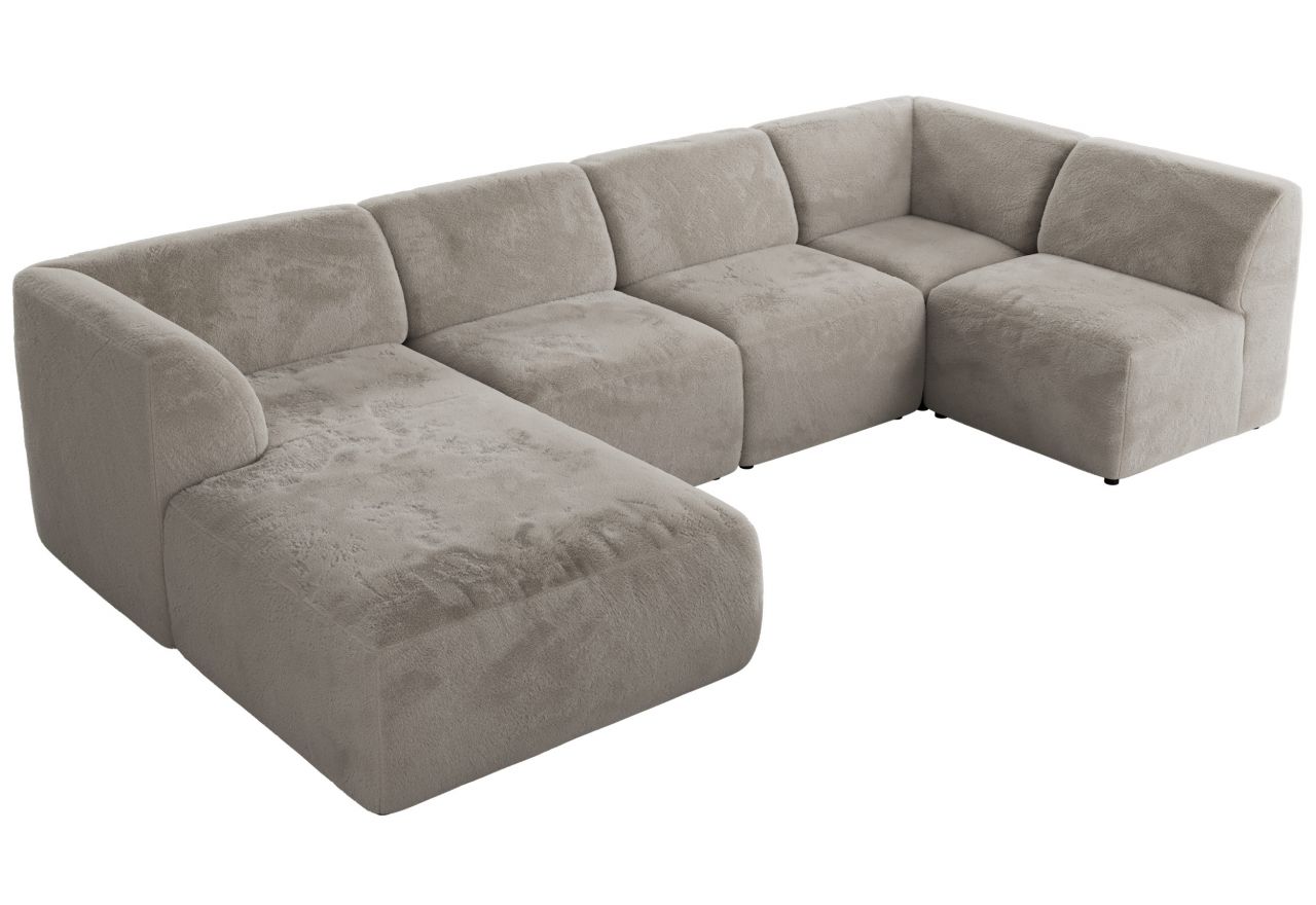 Narożnik MODARO U 6M - strona lewa - jasnoszary, plusz